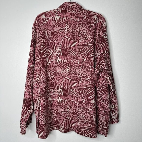 Ulla Poken Long Sleeve Button Front Shirt Animal Print Size 28 - Picture 7 of 8